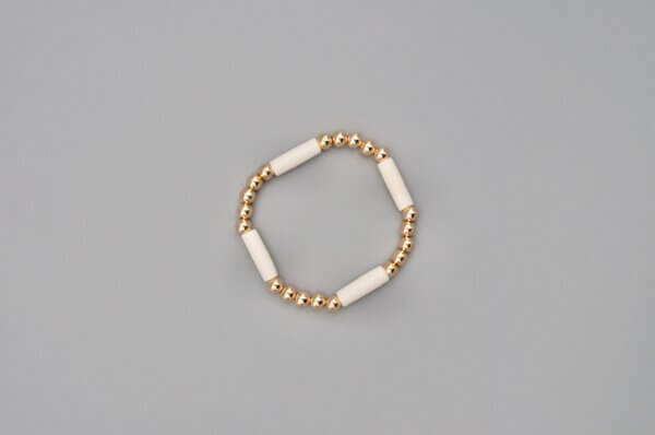 Sparkly Gold and Bone Bracelet by MK Designs