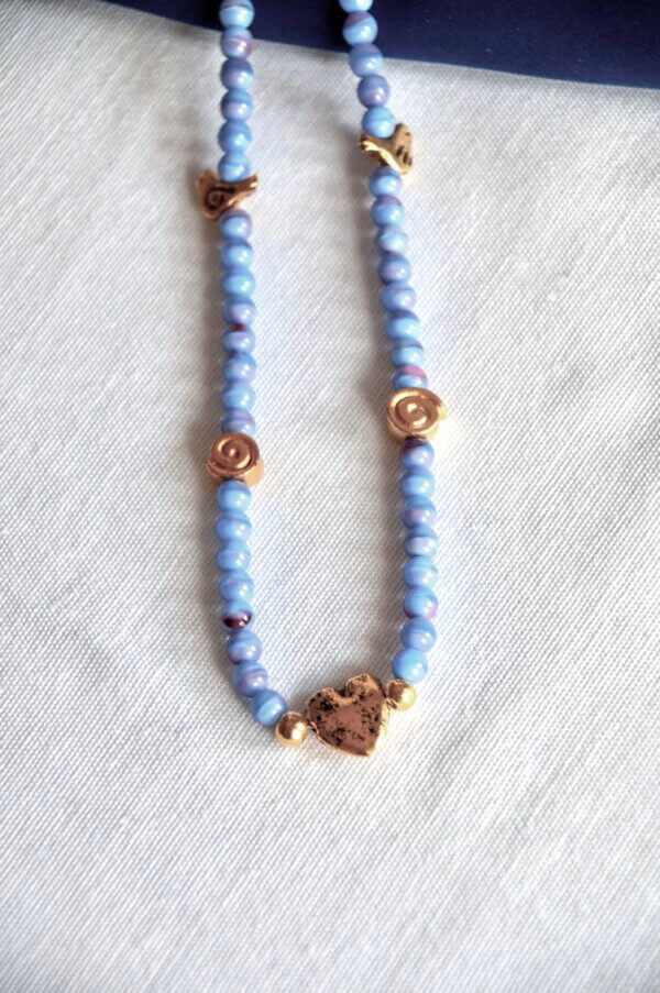 Periwinkle Gold Bead Necklace by MK Designs