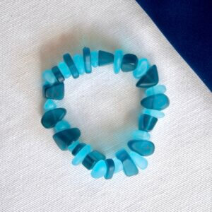 Blues Sea Glass Pebble Bracelet by MK Designs
