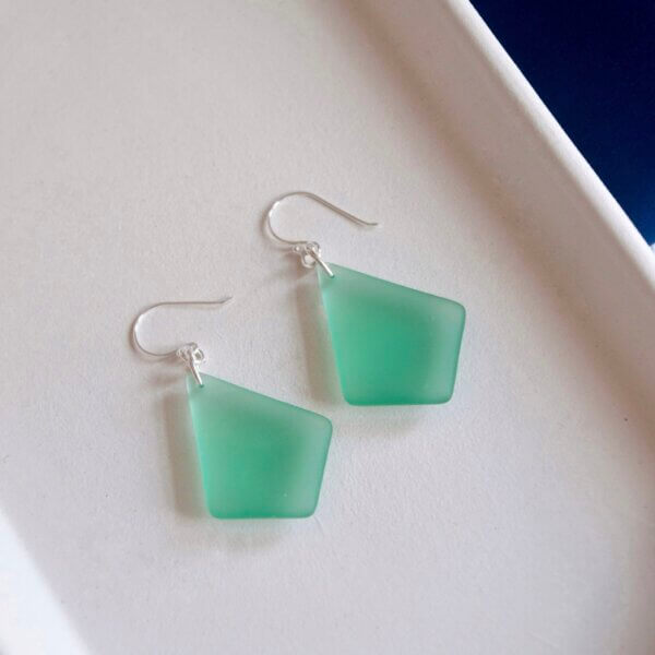 Small Diamond Sea Glass Earrings by MK Designs