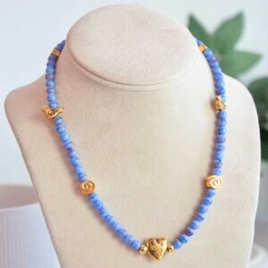 Periwinkle Gold Bead Necklace by MK Designs