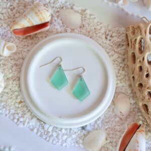 Small Diamond Sea Glass Earrings by MK Designs