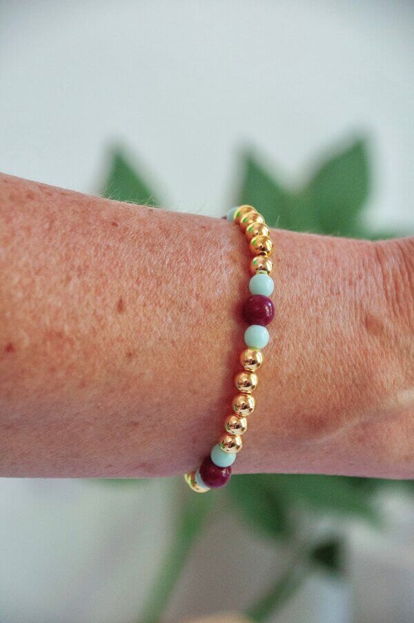 Gold Bead Color Accent Bracelet by MK Designs