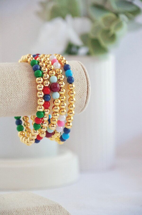 Gold Bead Color Accent Bracelet by MK Designs