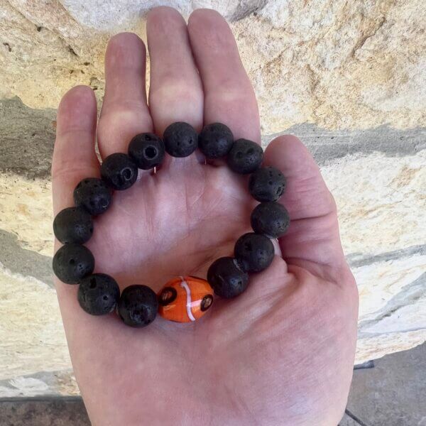 Natural Black Lava and Orange Bracelet by MK Designs