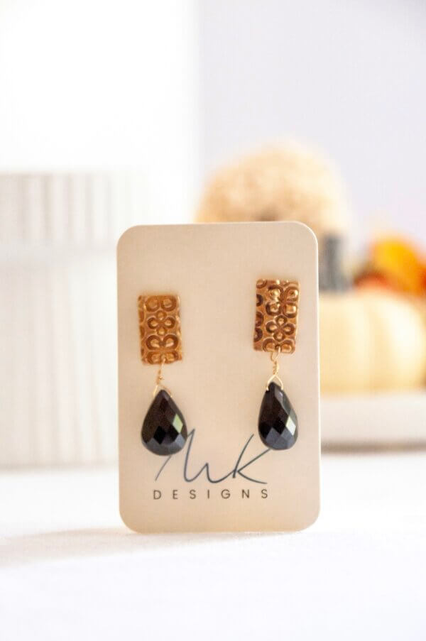 Black Drop Bronze Earrings by MK Designs