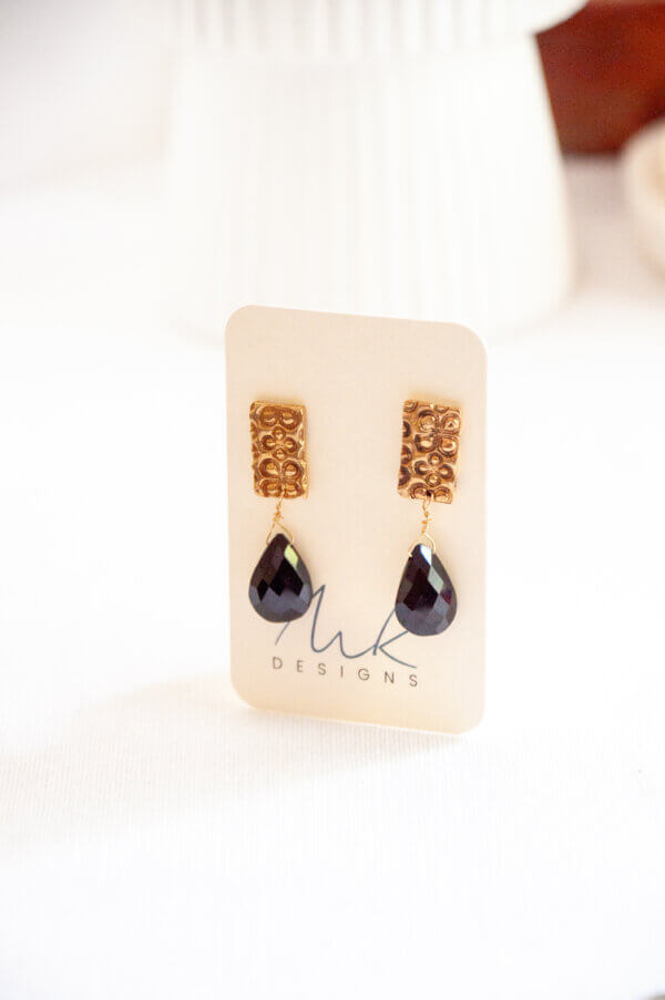 Black Drop Bronze Earrings by MK Designs