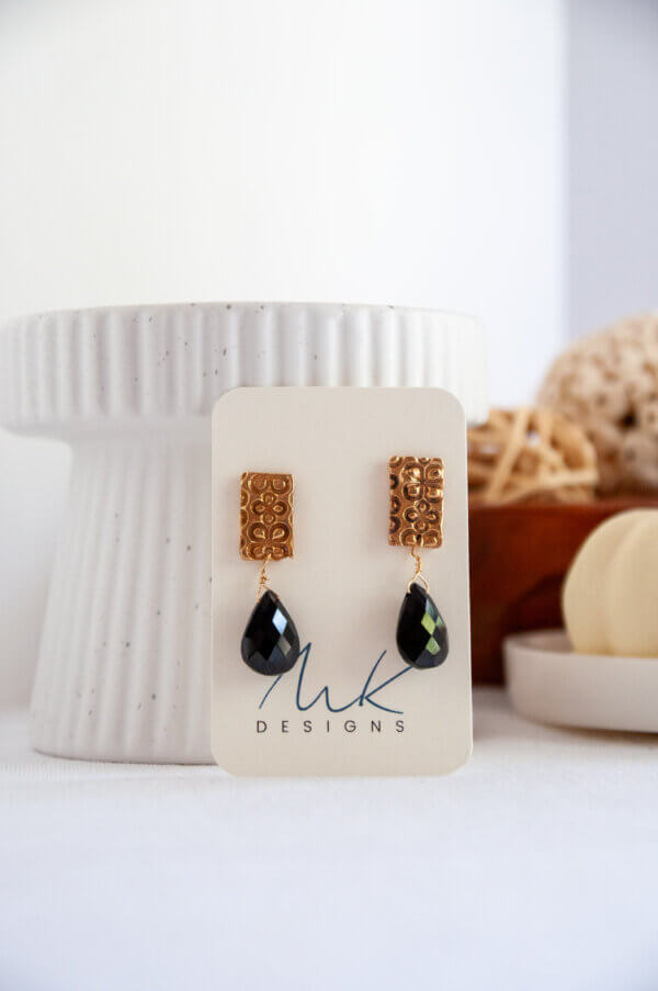 Black Drop Bronze Earrings by MK Designs