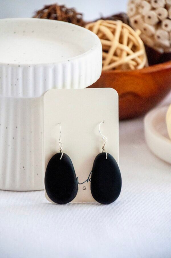 Black Sea Glass Earrings by MK Designs