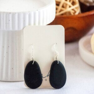 Black Sea Glass Earrings by MK Designs