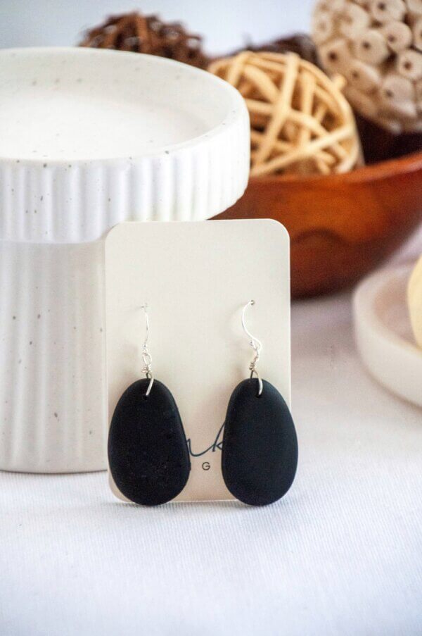 Black Sea Glass Earrings by MK Designs