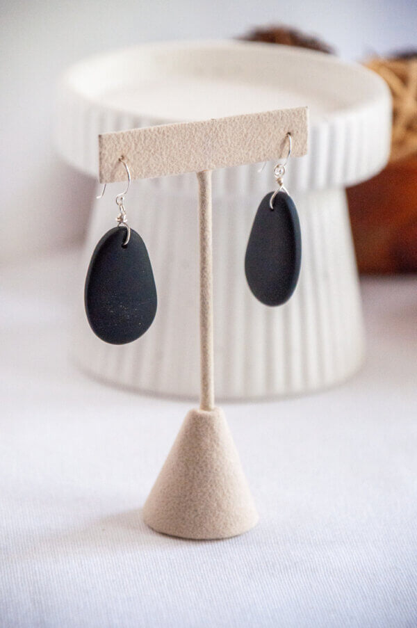 Black Sea Glass Earrings by MK Designs