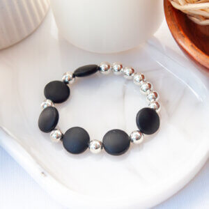 Black and Silver Sea Glass Bracelet by MK Designs