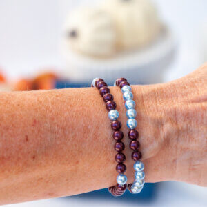 Wine and Silver Blue Swarovski Pearl Bracelet by MK Designs