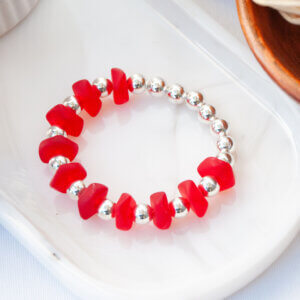 Red Sea Glass and Silver Bracelet by MK Designs