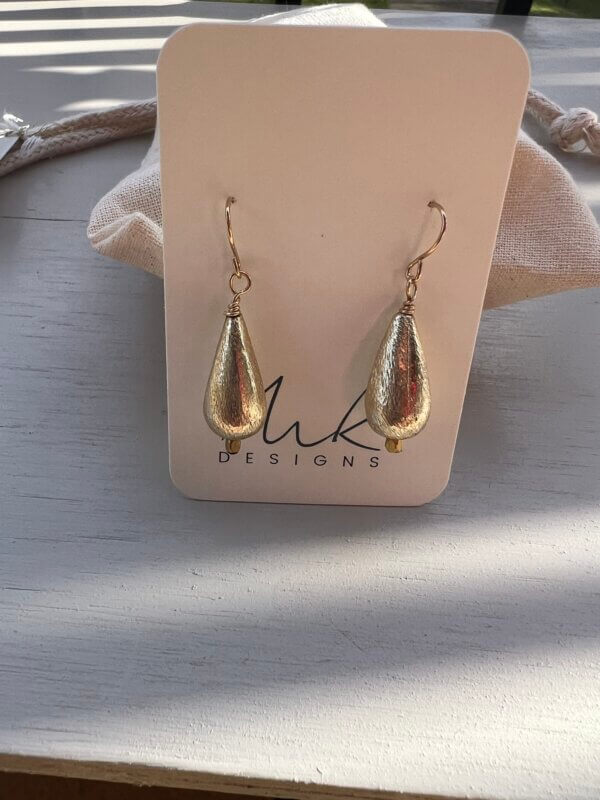 Gold Rain Drop Earrings by MK Designs