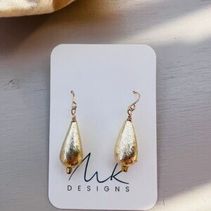 Gold Rain Drop Earrings by MK Designs