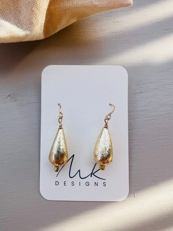 Gold Rain Drop Earrings by MK Designs