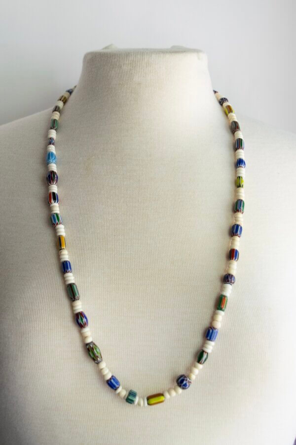 Lampwork Striped Glass Bead Necklace by MK Designs