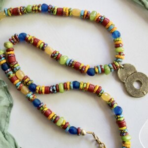 Bright Glass Bead Necklace by MK Designs