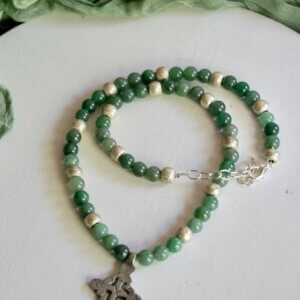 Aventurine Cross Necklace by MK Designs