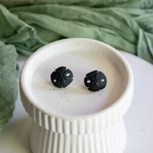 Black Sand Dollar Earrings by MK Designs