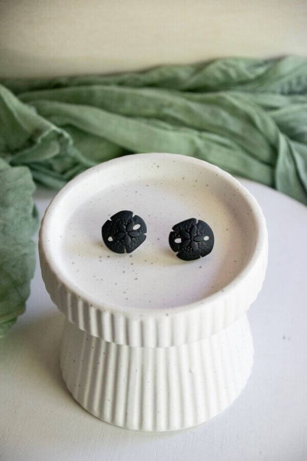 Black Sand Dollar Earrings by MK Designs